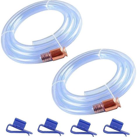Tuyau de siphon pour kit essence, 2,5 m (8,3 pi), diamètre 16 mm (5/8 po), avec pompe en caoutchouc et ressort anti-torsion, pour un transfert rapide d'essence et d'eau - SFYGV (1/5)