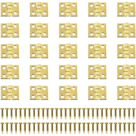 Paquete de 100 mini bisagras de latón de 8x10 mm – Para pequeños proyectos de carpintería – Tornillos incluidos – Carga máxima 10 kg (1/5)