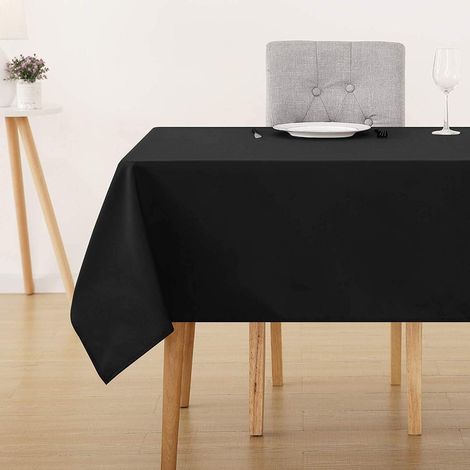 Tischdecke wasserabweisend Lotuseffekt 280 x 130 cm Rechteckig Schwarz (1/5)