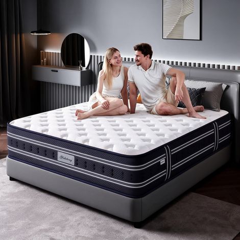 YIDATONG Matelas 140x200 cm - Luxe - Épaisseur 26 cm - Matelas - Hybrid : Mousse à Mémoire de Forme + Ressorts Ensachés Indépendant - Multicouches Extra Confort 7 Zones - H3 Mi-Ferme, Oeko-tex