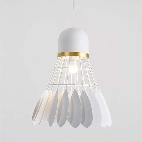 E27 Industriel Vintage Métal Suspensions badminton Retro Plafonnier Luminaire Vintage Plafond Plafonnier Lumiere Lampe Pendentif Lumiere Antique Suspensions Luminaire (blanc) (1/5)