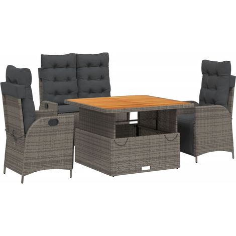 Maison Exclusive - Set da Pranzo da Giardino 4 pz con Cuscini in Polyrattan Grigio (1/5)