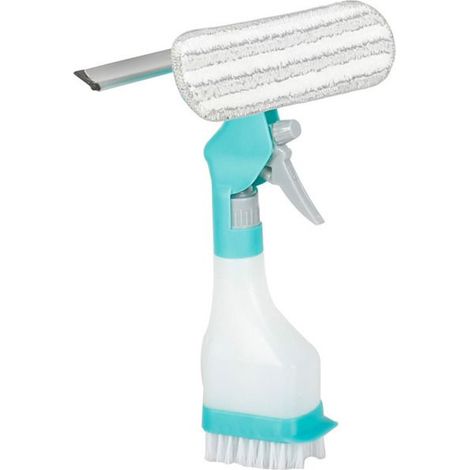 BelleRise - Nettoyant vitres 4 en 1 – Brosse pulvérisation raclette – sans trace – pour maison voiture salle de bain (1/5)