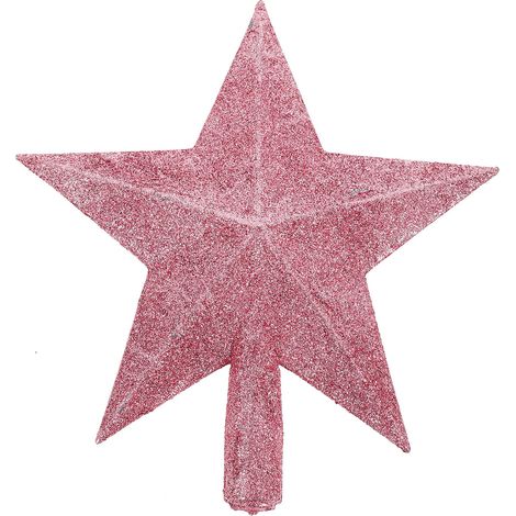 Étoile Décorative De Noël - 20 Cm - Pailletée Rose - Pour Sommet Arbre De Noël - 1 Pièce (1/5)