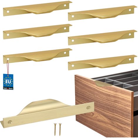 Tiradores para muebles KOTARBAU® Modern Edge de aluminio color oro mate, 128/148 mm, juego de 6 unidades