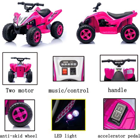Quad électrique pour enfants, voiture électrique à batterie avec lumières LED, deux vitesses, klaxon, voiture électrique rechargeable pour garçons et filles, cadeau idéal (1/5)