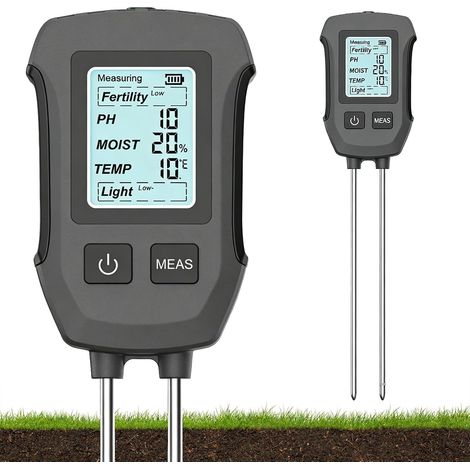 This 5-in-1 soil tester can measure soil fertility, pH value, humidity, temperature and light intensity. (1/4)