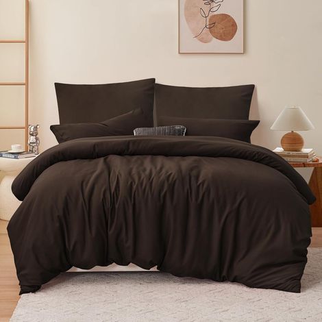 Bettwäsche Mikrofaser 06 Braun 3Teilig 200x220 cm 2x 80x80 cm (1/5)