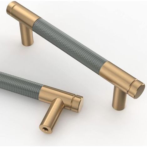 Juego de 10 tiradores para muebles de cocina, color gris dorado, 96 mm, aleación dorada, antioxidante y resistente a la corrosión, fácil instalación - UK0026 (1/5)