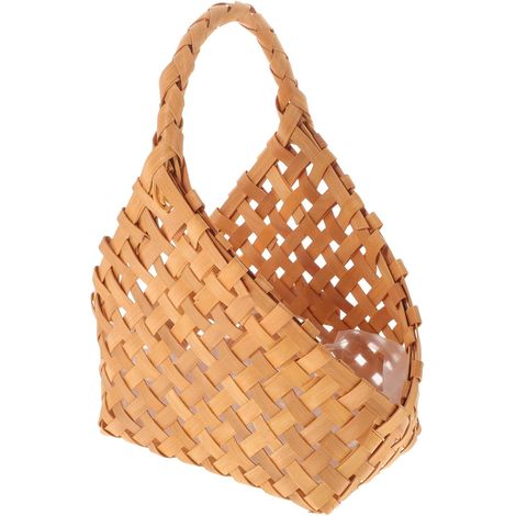 Panier à Fleurs Portable en Copeaux de Bois Poignée Design et Grosse Capacité, Panier Décoratif Tissé Main pour Rangement et Cérémonie (1/5)