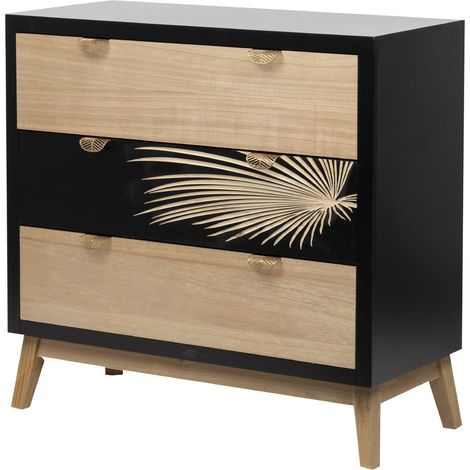 Kommode aus Holz, Größe 3 Schubladen, 80 x 34 x 76 cm (1/5)