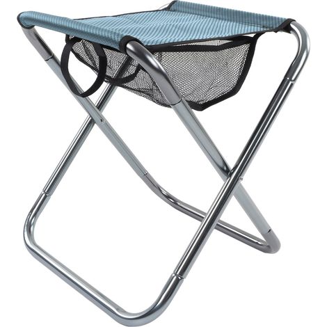 Tabouret pliant portable d'extérieur, en alliage d'aluminium, motif train, tabouret pliant de camping, grande taille, magnifique bleu. (1/5)
