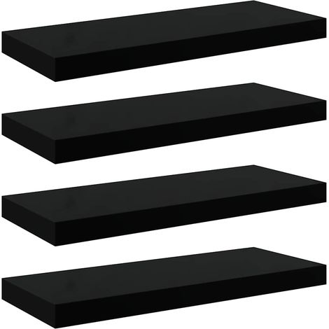 Scaffali a Parete  Mensola da Parete 4 pz Nero Lucido 60x23,5x3,8 cm in MDF (1/5)