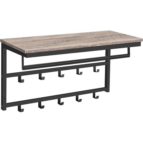 Wandgarderobe Ablage 10 Haken Stangen Greige + Schwarz 80 x 30 x 42 cm (1/5)
