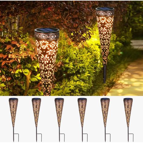 Görvitor Lot de 8 lampes solaires LED pour extérieur en métal - Étanche IP65 - Pour extérieur, jardin, jardin oriental - Pour extérieur, balcon, jardinière, chemin, cour, pelouse