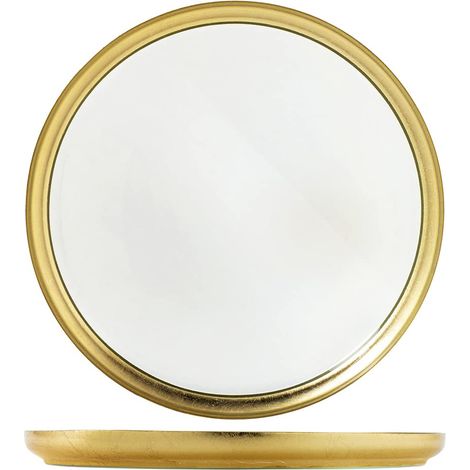 H&H Goldie Piatto in Vetro con Filo Oro, 21cm