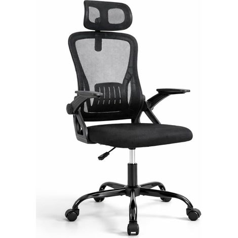 Silla de Oficina Ergonómica con Reposacabezas Ajustable y Soporte Lumbar