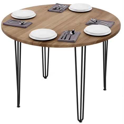 Esstisch rund 100 cm Stärke: 28mm, Farbe: Nussbaum, Beine: Schwarz (1/5)