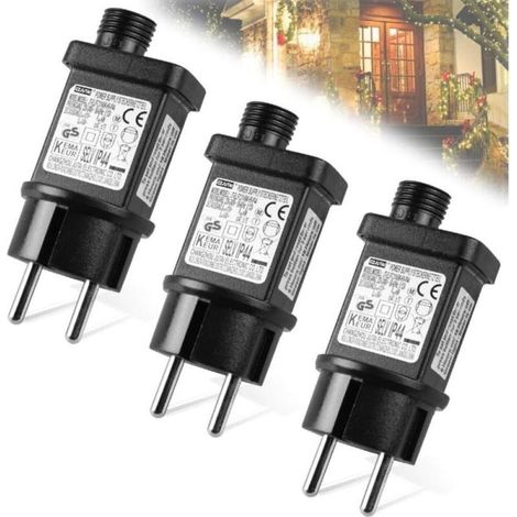 31V 6W LED Transformer: 3 Pieces Flashing Socket with Timer Function, Waterproof IP44 LED Transformer, Memory Function, 8 Modes, for Christmas Lights, String Lights (1/5)