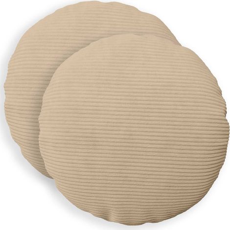 vidaXL Cushion Cover 2 pcs HEERLEN Taupe 脴 60 cm Corduroy (1/5)