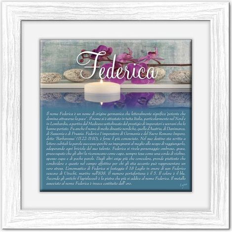 Lupia - Quadro mattonella Ceramica Modern White 29x29 cm con significato del nome Federica (1/4)