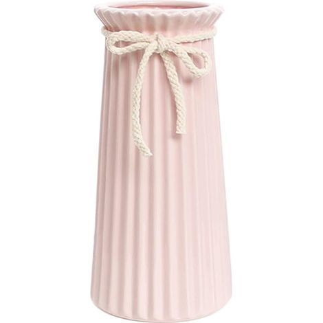 Vase conique en céramique rose, hauteur 19 cm, style hydroponique européen moderne et simple, haut, pour centres de table. (1/5)