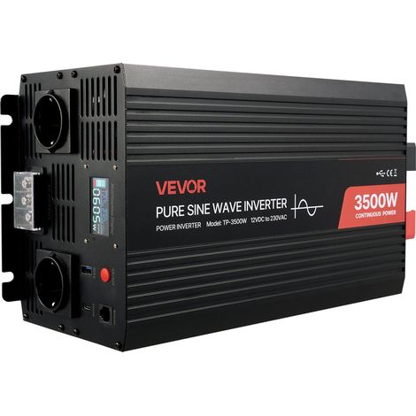 Onduleur 3500W Pur Sinus, Convertisseur 12V DC à 230V AC, avec Écran LCD, Télécommande, Port USB & Type-C, 2 Prises AC, pour Camping Car, Camion et Plein Air (1/5)