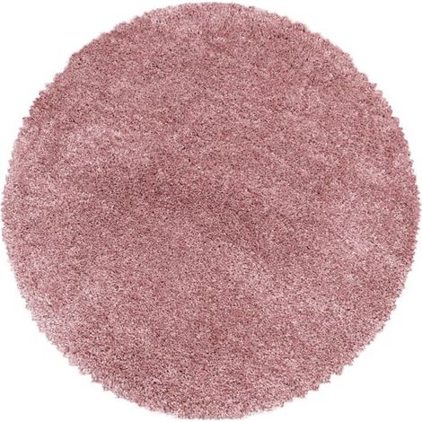 1 pièce Tapis Shaggy Rose, Poils Longs 50 mm, Tapis Rond 160 cm, Doux et Moelleux, Idéal Salon Chambre
