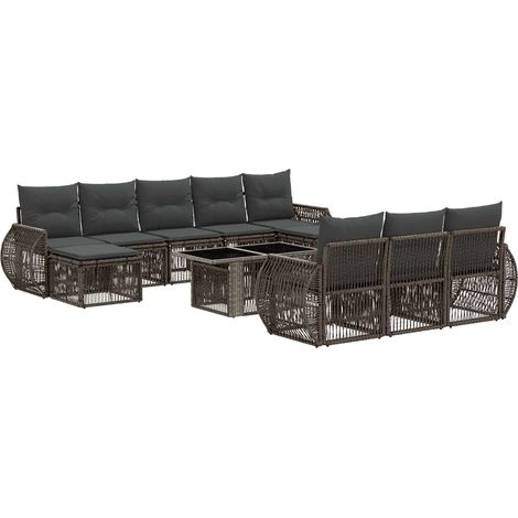 Conjunto de sofás de jardín 11 uds. Gris y Gris Oscuro vidaXL (1/5)