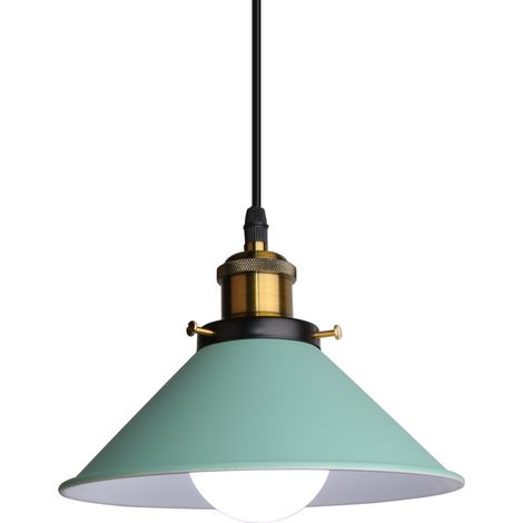 Retro Pendelleuchte, 22cm Hängelampe Vintage Industrial Style Metall Deckenleuchte E27 für Esszimmer Küche Restaurant Cafét Bars - Grün (1/5)