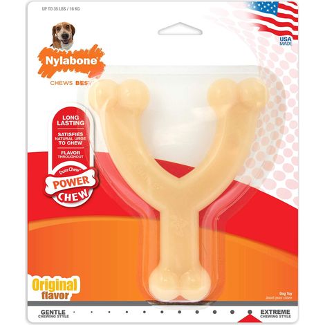 Nylabone Osso a Forcella Extreme Wishbone Giocattolo masticabile per l'igiene Dentale dei Cani Gusto Pollo Medium per Cani Fino a 16 kg (1/5)