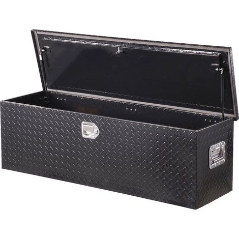 Coffre à outils en aluminium robuste pour camionnette avec serrure et poignée, idéal pour remorque et camping-car, dimensions 1244 x 381 x 381 mm. (1/5)
