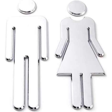 Autocollants pour toilettes. 12 x 4 cm. Signalétique toilettes hommes et femmes. Facile à appliquer. (1/5)