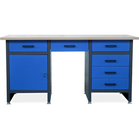 Établi FRANK, 1700 x 850 x 600 mm, bleu anthracite (1/3)