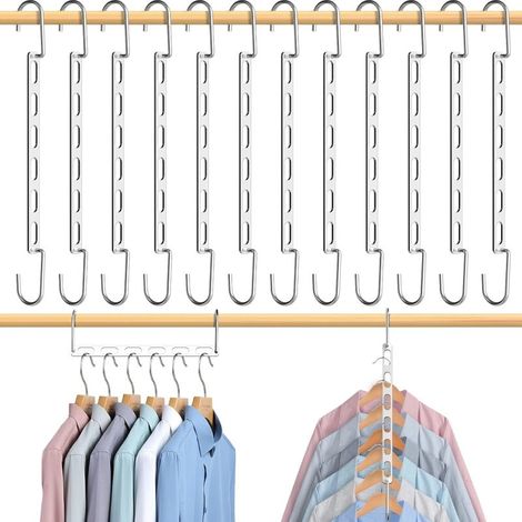 Klappbarer Metall-Aufbewahrungshaken 12 (silber), horizontal und vertikal verwendbar, platzsparende Kleiderstange (1/5)