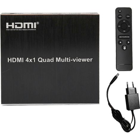Commutateur multivue d'interface multimédia haute définition 4x1, 1080P@60Hz, quatre entrées et une sortie, avec contrôle RS232, prise standard européenne 100-240V. (1/2)
