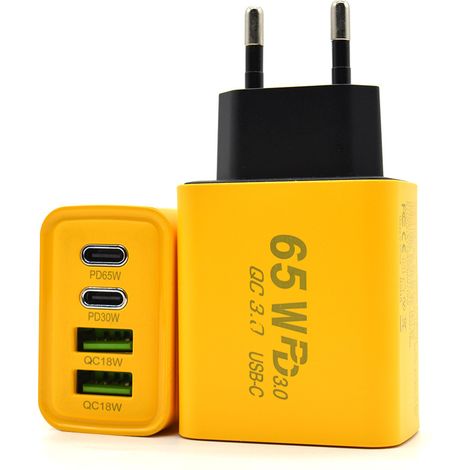 Chargeur Rapide GaN 65W 4 Ports (2 USB-C + 2 USB-A) Prise EU, Adaptateur de Charge pour Téléphones, Tablettes et Ordinateurs (1/5)