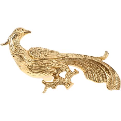Poignée de Meuble en Laiton Massif Doré, Bouton Éléments Animaux Style Oriental pour Porte de Placard, Commode et Tiroir de Chevet, Orientation Droite, 7.5cm (1/5)