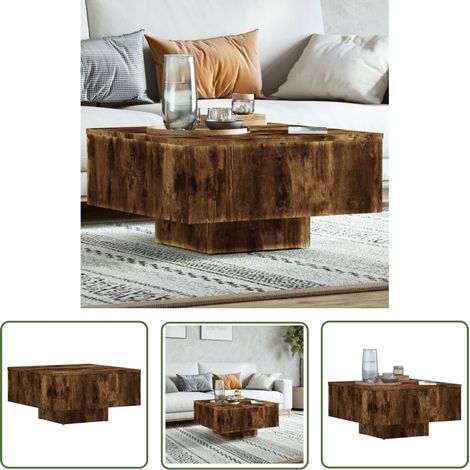 The Living Store Couchtisch Räuchereiche 60x60x31,5 cm Holzwerkstoff - Couchtisch - Wohnzimmerstil - Holzmöbel - Esszimmertisch - Sidetable (1/5)