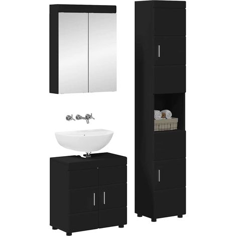 Maison Exclusive - Set di mobili per il bagno TULUM 3 pcs Nero 60 x 34 x 63 cm