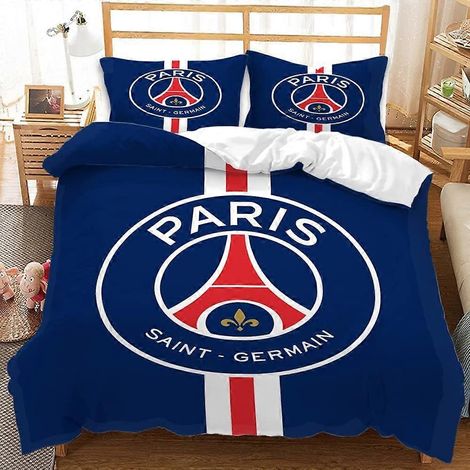 Bettwäsche-Set mit Logo des Fußballvereins Paris Saint-Germain, 100 % Mikrofaser, 3D-digital bedruckt, 2-teilig [NX] (1/5)