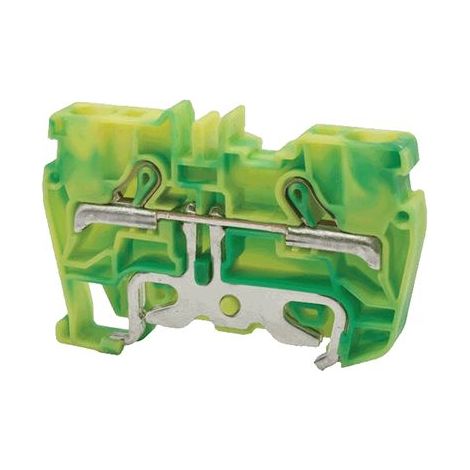 Borne de jonction à ressort 6mm² - pas 8mm - vert/jaune (terre) - type PushFit - IMO