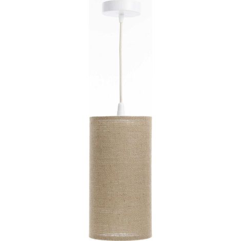 Suspension bohème en lin naturel effet rotin ambiance chaleureuse - Ø 15 cm - H20 cm (1/5)