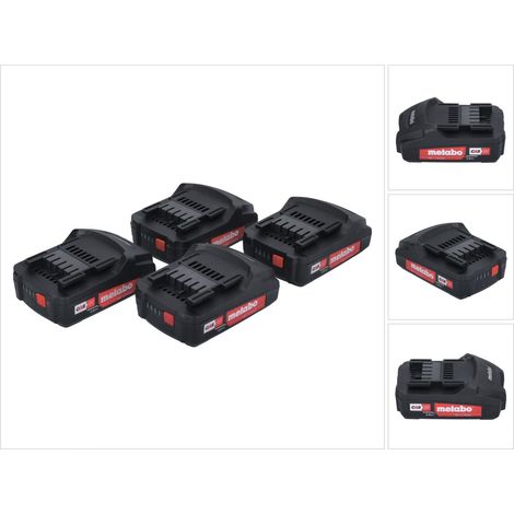 Metabo Kit de Baterías 4x Li-Power 18 V 2.0 Ah CAS Li-Ion ( 4x 625596000 ) con indicador de carga