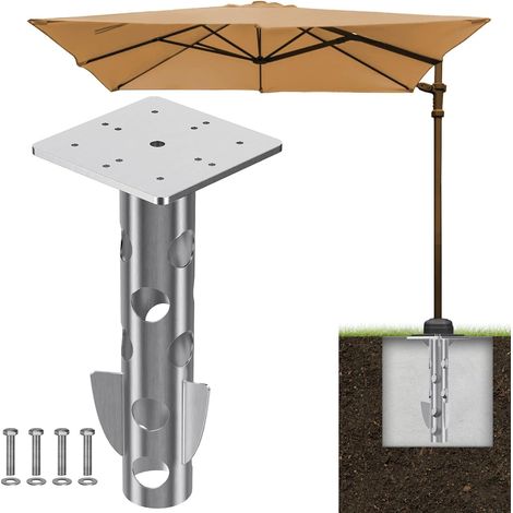 Base de Parasol Universelle enterrée, Support en béton en Acier résistant à la Rouille, Design Peu encombrant pour Porte-Parapluie déporté extérieur (1/5)