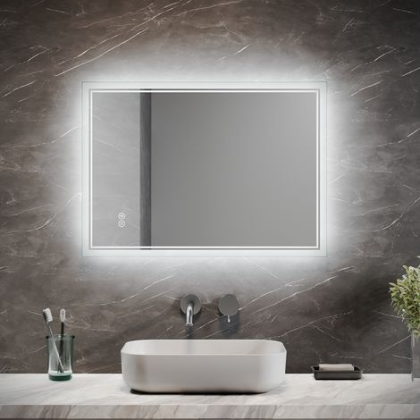 SONNI Badspiegel LED Beschlagfrei Touch Schalter Klatweiß Mit Power Off Memory Funktion 70x50cm (1/5)