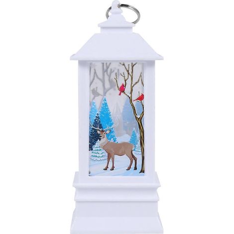 Dekorative Laterne im Weihnachtsstil, bezaubernde Nachtlampe, exquisite LED-Tischleuchte für Zuhause und Schlafzimmer (großer weißer Elch, ohne Batterie)-L-White (1/3)