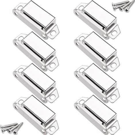 Chiusure magnetiche, chiusura magnetica per porta da 10 kg e 32 viti, acciaio inossidabile 304, chiusure magnetiche per chiusura ante di mobili/armadi/credenze (confezione da 8) (1/3)