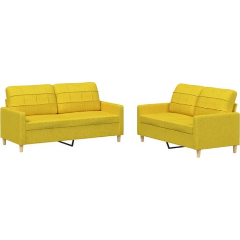 Maison Exclusive - Set di Divani 2 pz con Cuscini Giallo Chiaro in Tessuto (1/5)
