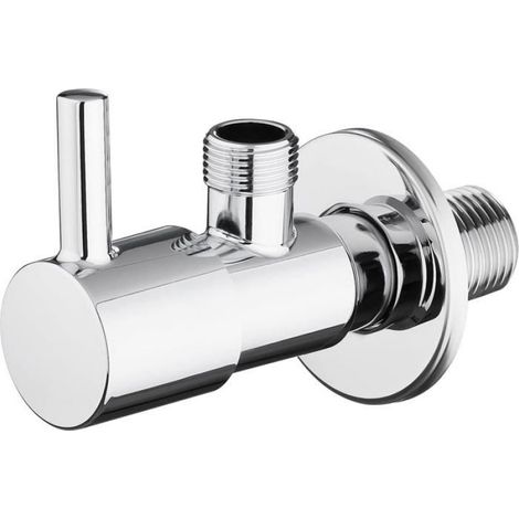 1 Robinet d'arrêt équerre, Laiton chromé, Débit réglable, Filetage G1/2 et G3/8, Cuisine Salle de bain (1/5)